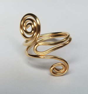 14 kt Gold Filled Wire Sculpted Spiral Ring - Adjustable sizing