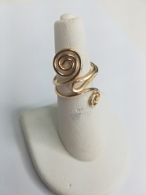 14 kt Gold Filled Wire Sculpted Spiral Ring - Adjustable sizing