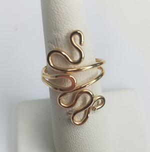 14 kt Gold Filled Wire Sculpted Twisty Ring - Adjustable sizing