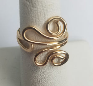 Unique 14 kt Gold Filled Wire Sculpted Ring - Adjustable sizing