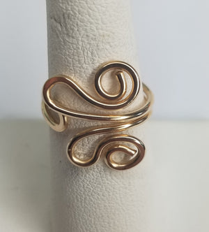 Unique 14 kt Gold Filled Wire Sculpted Ring - Adjustable sizing
