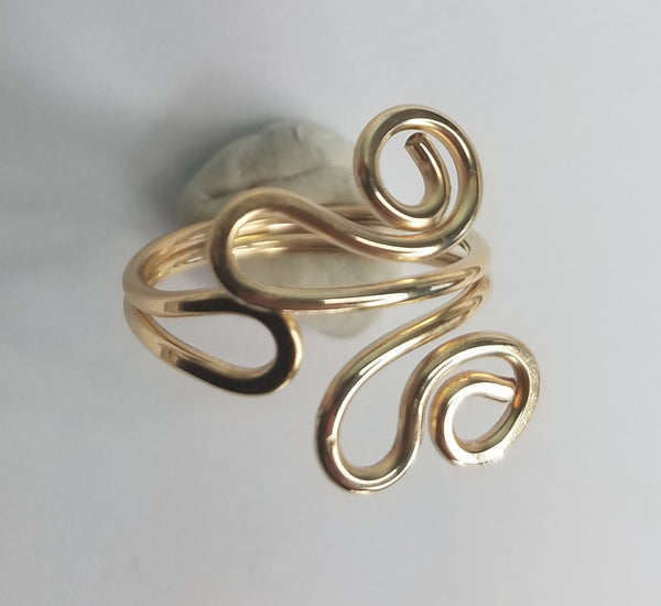 Unique 14 kt Gold Filled Wire Sculpted Ring - Adjustable sizing