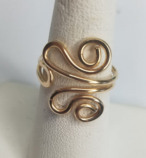 Unique 14 kt Gold Filled Wire Sculpted Ring - Adjustable sizing