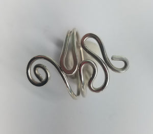 Sterling Silver Wire Sculpted Twisty Spiral Ring - Adjustable sizing