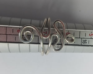 Sterling Silver Wire Sculpted Twisty Spiral Ring - Adjustable sizing