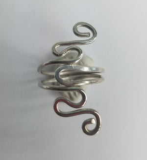Sterling Silver Wire Sculpted Twisty Ring - Adjustable sizing