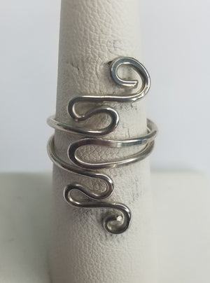 Sterling Silver Wire Sculpted Twisty Ring - Adjustable sizing