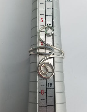 Sterling Silver Wire Sculpted Double Spiral Ring - Adjustable sizing