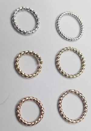 Round cartilage mini hoop, conch, nose piercing, earrings, orbital- 18ga Twisted Rope Shape Wire