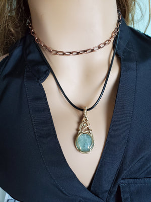 Faceted Natural Aquamarine Gemstone Pendant