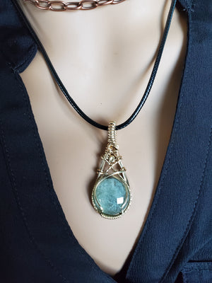 Faceted Natural Aquamarine Gemstone Pendant