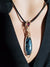 Blue Pietersite Gemstone w/ Garnet accent Pendant