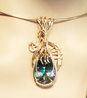 Magnificent Sparkly Faceted Mystic Topaz Pendant