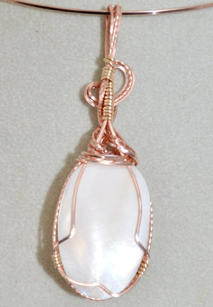 Osemna Pearl Pendant Hand Sculpted in 14kt  Rose Gold-filled wire