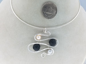 Argentium .925 (anti tarnish) Sterling Silver Wire Diffuser Bead Pendant