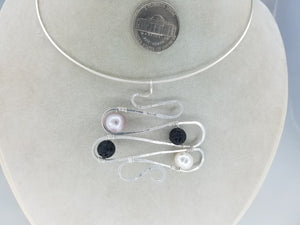 Diffuser beads Pendant Argentium .925 (anti tarnish) Sterling Silver wire with Pearls and diffuser lava beads for essential oils
