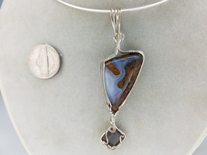 Saginite & Smokey Topaz Hand sculpted in Sterling Silver .925 Argentium anti tarnish wire