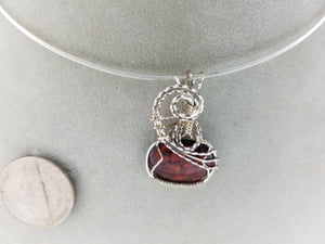 Red Paua Shell Hand sculpted in Argentium Anti tarnish .925 Sterling Silver wire