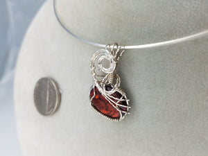 Red Paua Shell Hand sculpted in Argentium Anti tarnish .925 Sterling Silver wire