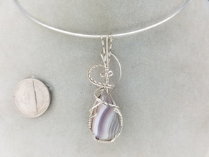 Purple Lace Agate Gemstone Hand-sculpted in Argentium (anti-tarnish) .925 Sterling Silver Wire