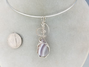 Purple Lace Agate Gemstone Hand-sculpted in Argentium (anti-tarnish) .925 Sterling Silver Wire