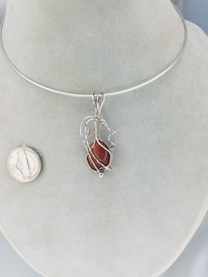 Brown GoldStone Pendant Hand-sculpted in Argentium (anti-tarnish) .925 Sterling Silver Wire