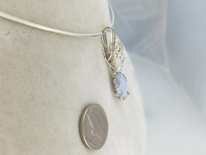 Blue Lace Agate Pendant Hand-sculpted in Argentium (anti-tarnish) .925 Sterling Silver Wire