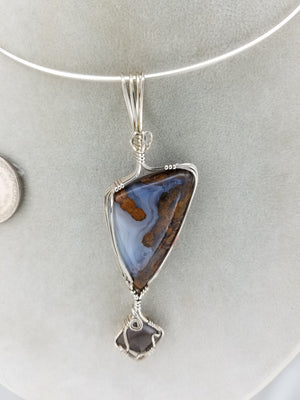 Saginite & Smokey Topaz Hand sculpted in Sterling Silver .925 Argentium anti tarnish wire