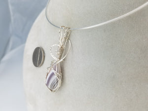 Purple Lace Agate Gemstone Hand-sculpted in Argentium (anti-tarnish) .925 Sterling Silver Wire