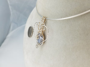 Lace Agate Gemstone in 14kt gold filled and Sterling Silver Argentium .925 wire- Heart Shaped Pendant
