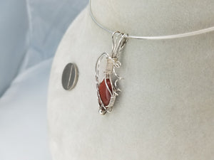 Brown GoldStone Pendant Hand-sculpted in Argentium (anti-tarnish) .925 Sterling Silver Wire
