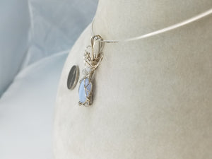 Blue Lace Agate Pendant Hand-sculpted in Argentium (anti-tarnish) .925 Sterling Silver Wire