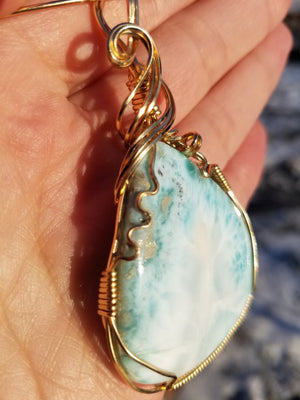 Large Natural Dominican Larimar Pendant