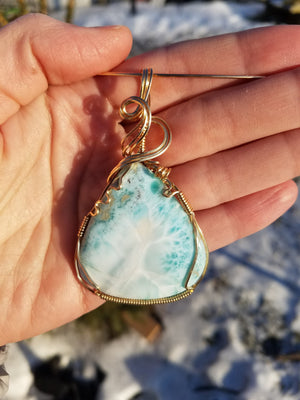 Large Natural Dominican Larimar Pendant