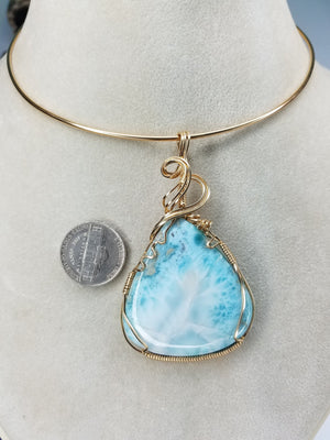 Large Natural Dominican Larimar Pendant