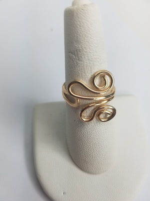 Unique 14 kt Gold Filled Wire Sculpted Ring - Adjustable sizing