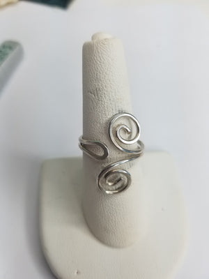 Sterling Silver Wire Sculpted Spiral Ring - Adjustable sizing