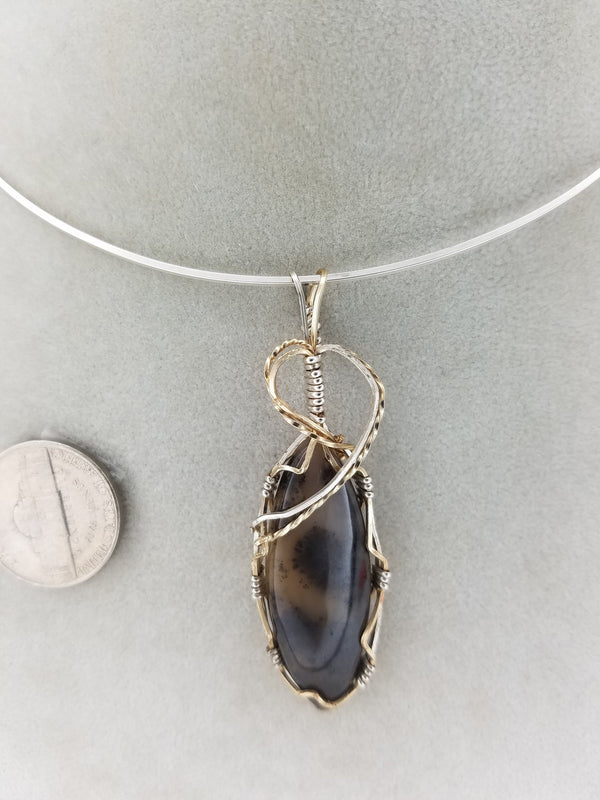 Russian Dendritic Agate in 14kt yellow gold filled and Sterling Silver .925 wire