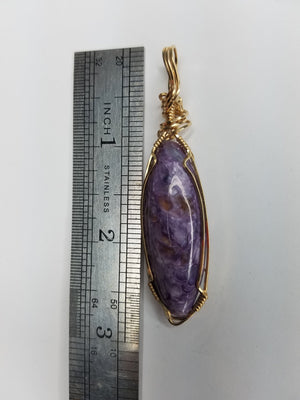 Amazing Charoite Gem Hand-Sculpted in 14kt Gold-filled wire