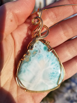 Large Natural Dominican Larimar Pendant