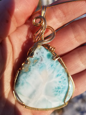 Large Natural Dominican Larimar Pendant