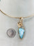 Unique Natural Dominican Larimar Gemstone Hand-scuplted in 14kt Yellow Gold-filled Wire