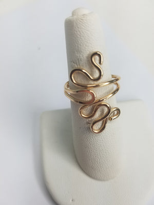 14 kt Gold Filled Wire Sculpted Twisty Ring - Adjustable sizing