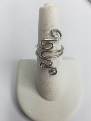 Sterling Silver Wire Sculpted Twisty Ring - Adjustable sizing