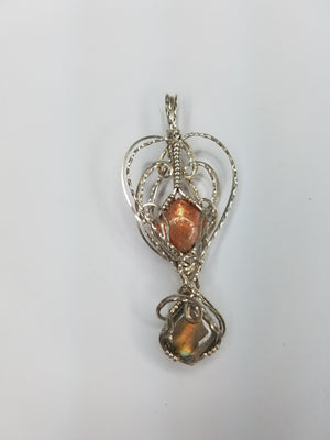 SunStone and Labradorite Gems Hand Sculpted together in Argentium Silver (tarnish resistant) Wire
