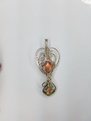 SunStone and Labradorite Gems Hand Sculpted together in Argentium Silver (tarnish resistant) Wire