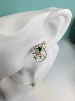 Chrome Diopside Jewelry Set- Pendant and matching Earrings Hand-sculpted in Argentium Sterling (tarnish resistant) Silver Wire