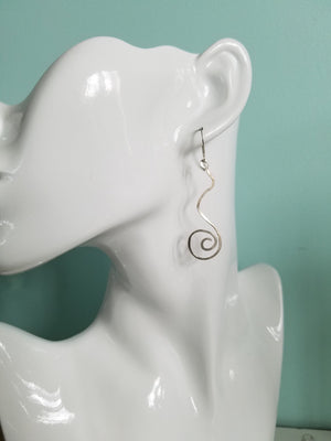 Argentium Silver (tarnish resistant) Swirly Dangle Earrings