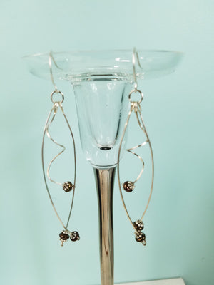 Unique Argentium Silver (tarnish resistant) Swirly Dangle Beaded Earrings
