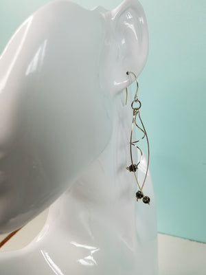 Unique Argentium Silver (tarnish resistant) Swirly Dangle Beaded Earrings